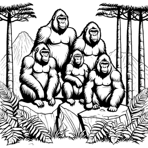 Dschungel-Gorillas: Ein großes Malbild für Kinder