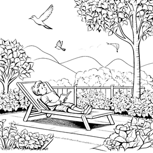 Ein Tag auf der Gartenliege im grünen Paradies malen