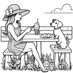 Eiscreme-Spaß mit Hund: Ein gemütlicher Nachmittag im Freien zum Ausmalen