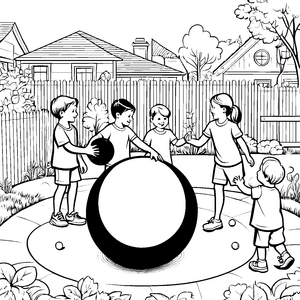 Kinder spielen mit Medizinbällen im Freien am Zaun