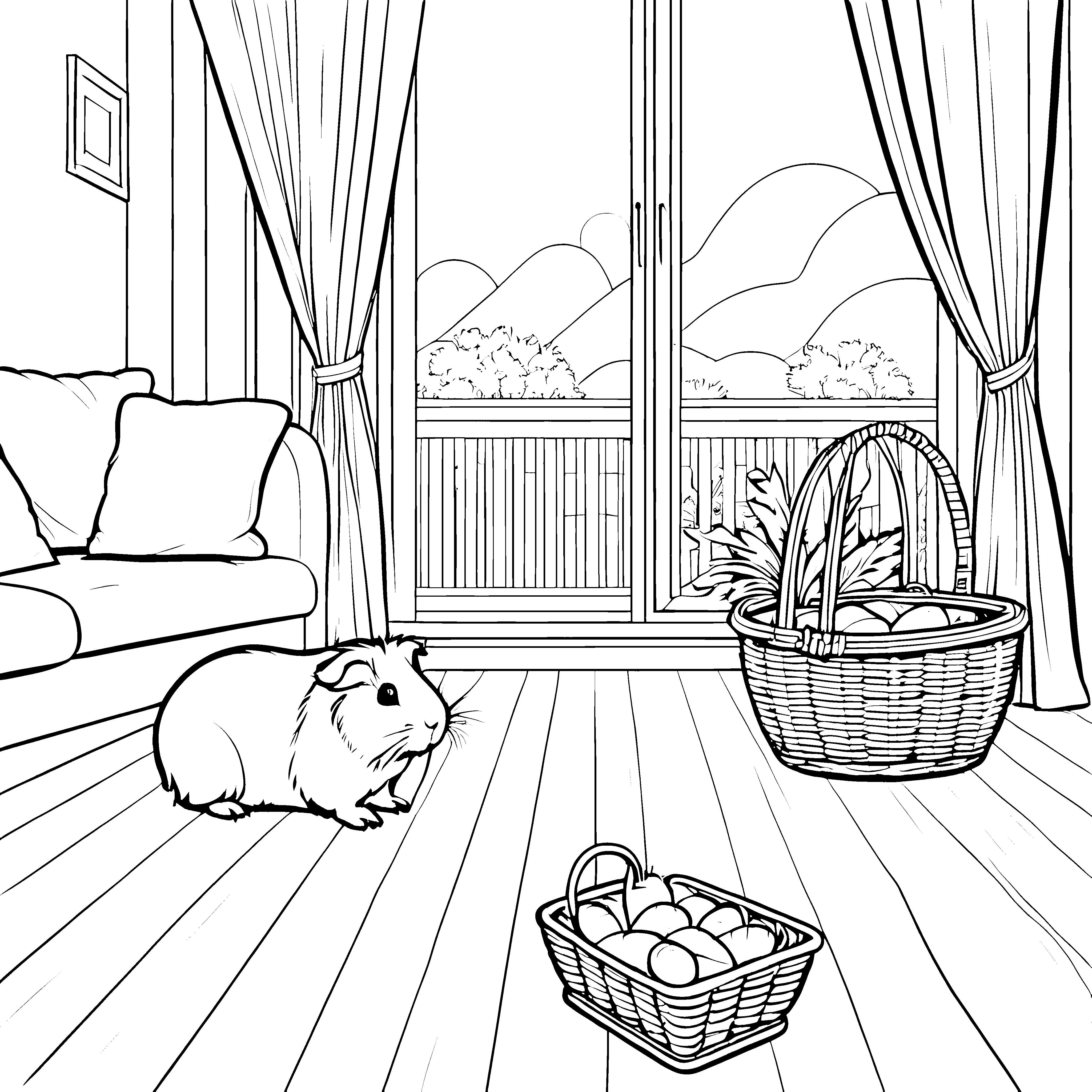 Mein Meerschweinchen im gemütlichen Wohnzimmer mit Eiern malen