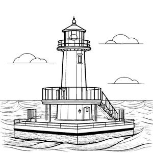 Der große Leuchtturm am Meer zum Ausmalen für Kinder