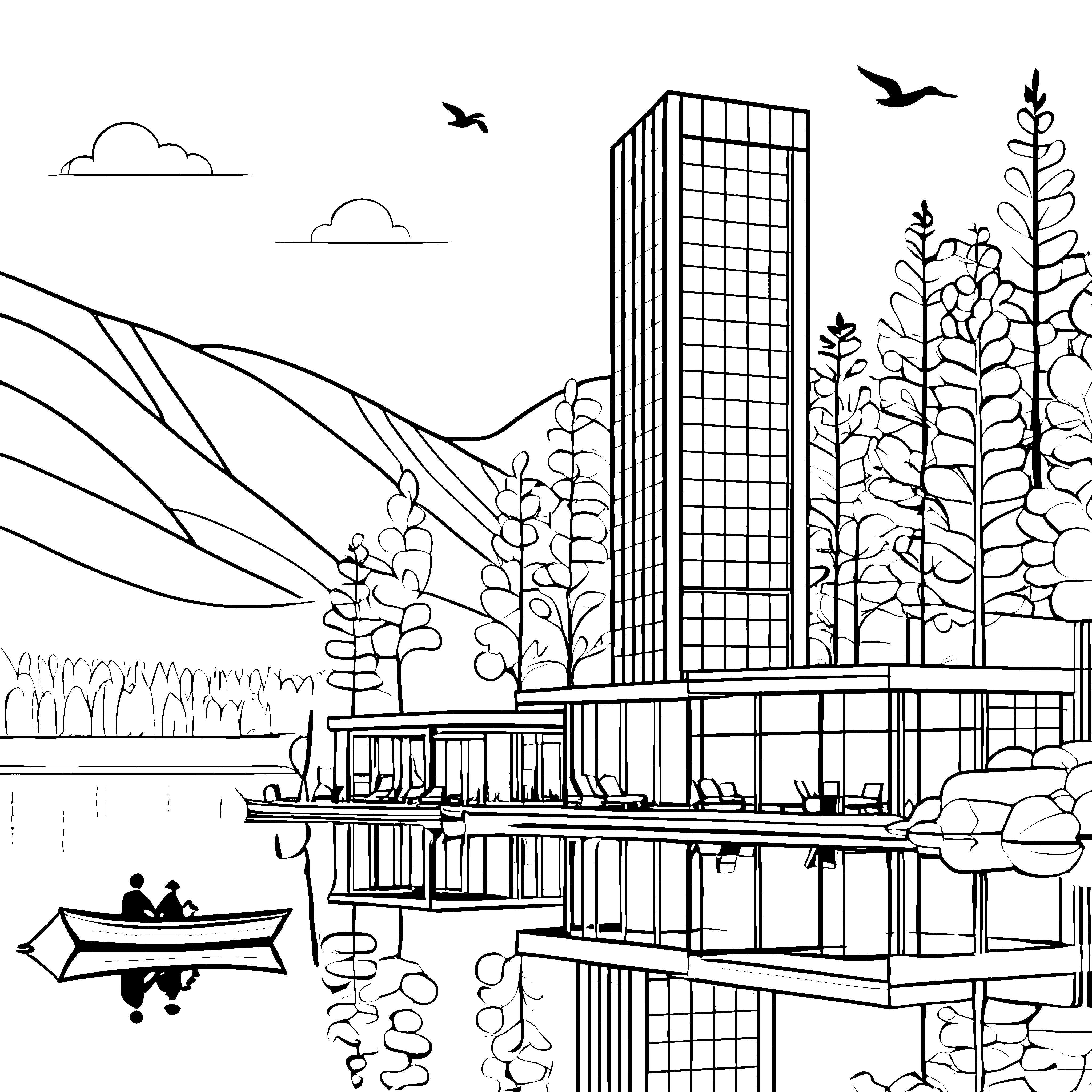 Das große Hotel am See mit dem Bootsausflug