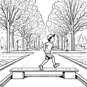 Der kleine Läufer auf der Parkbahn: Ein Leichtathletik-Ausmalbild