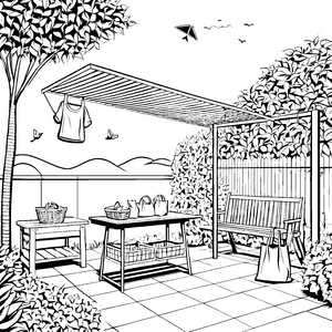 Malen mit Wäscheständern im gemütlichen Gartenhaus