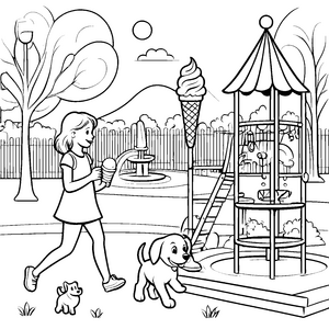 Eiscreme im Park: Ein süßer Tag mit Hund und Karussell