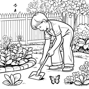 Mein erstes Gartenabenteuer mit der Schaufel zum Ausmalen