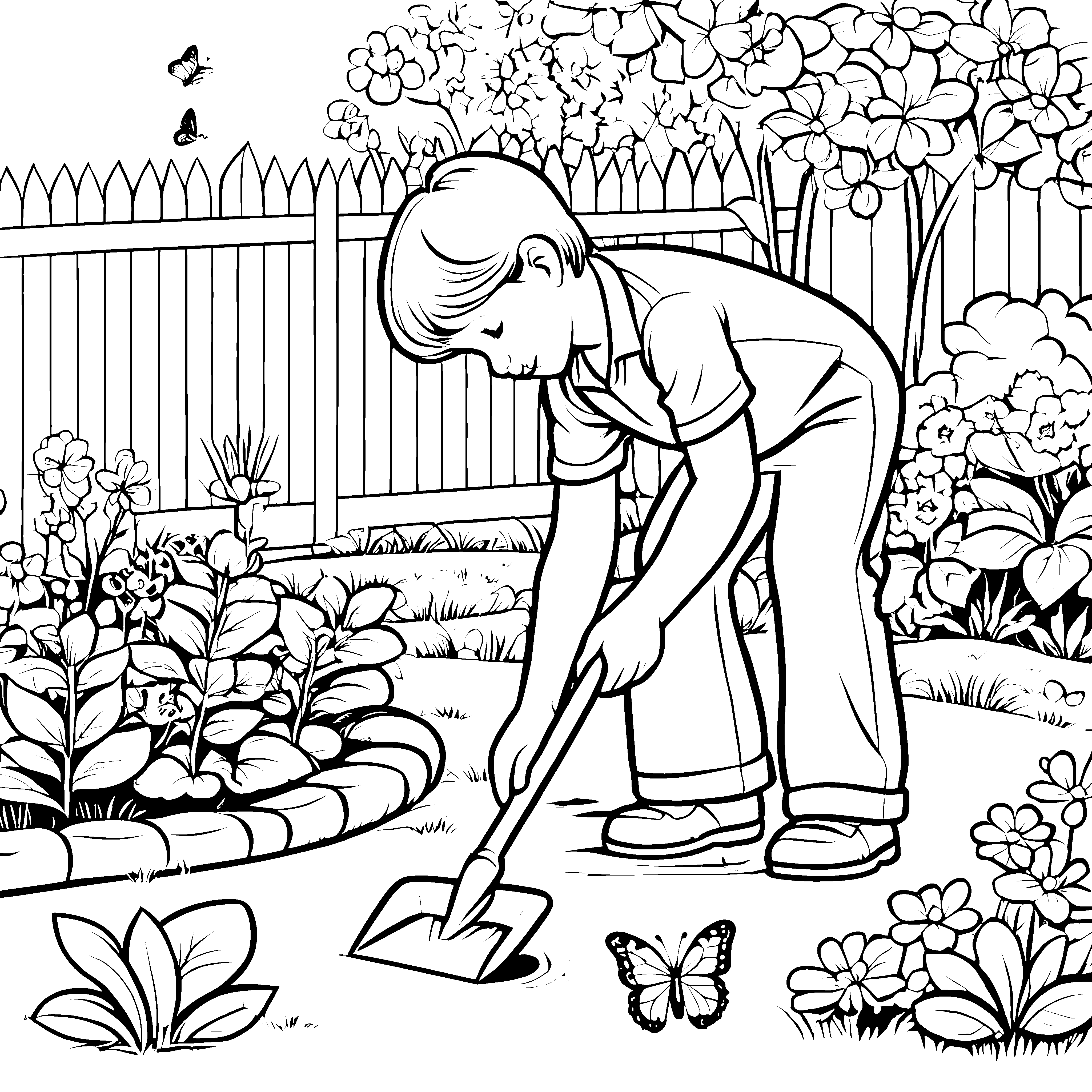 Mein erstes Gartenabenteuer mit der Schaufel zum Ausmalen