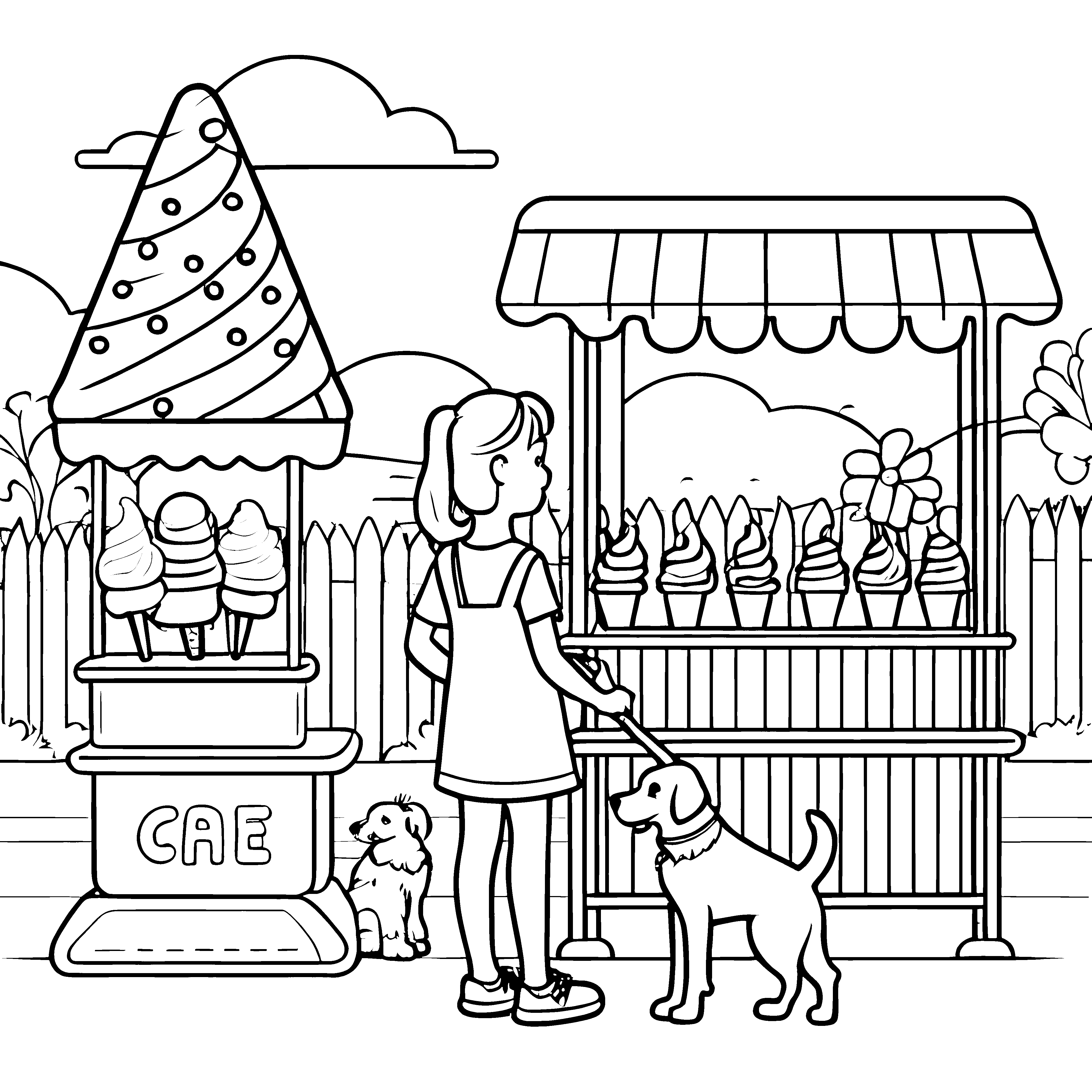 Eiscreme Vergnügen: Ein Tag mit Kind und Hund beim Eisstand malen