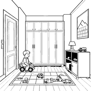 Mein Wohnzimmer mit großen Schränken zum Ausmalen