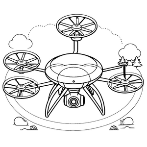 Malen wir eine fliegende Drohne mit Kamera im Himmel