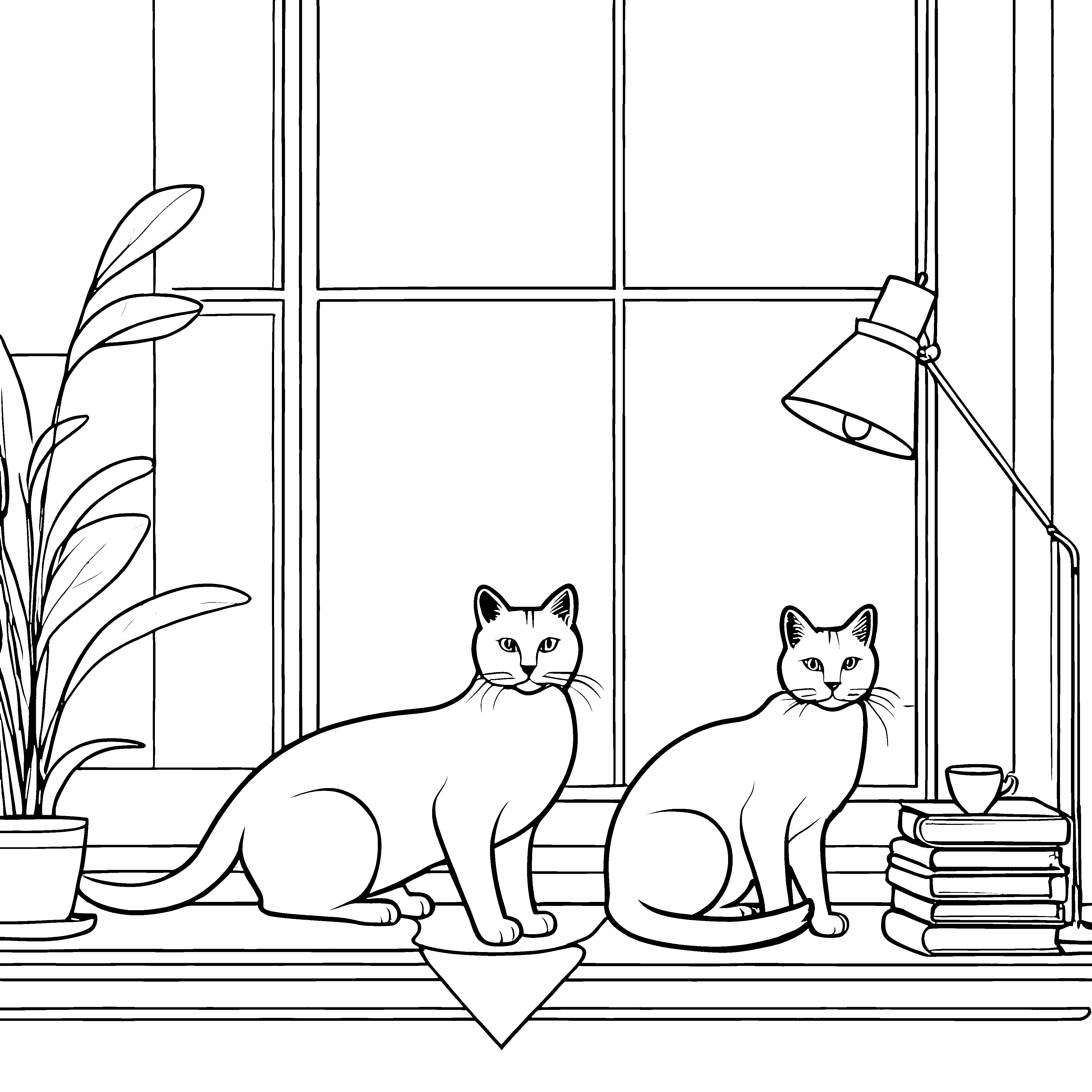 Zwei süße Schmusekatzen am Fensterbrett