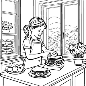Kinder werden Sandwiches backen: Ein süßes Ausmalspiel
