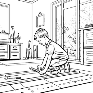 Der kleine Baumeister und die vielen Nägel zum Ausmalen