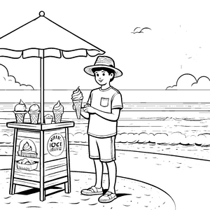 Strandtag mit Eiscreme: Ein süßer Ausmalspaß für Kinder