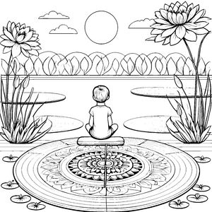 Magisches Mandala im Blütenmeer: Ein Ausmalbild für Kinder
