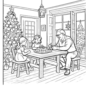 Weihnachten mit Oma und Opa: Ein gemütlicher Familiennachmittag zum Ausmalen