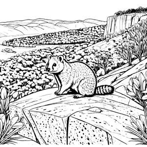 Quokka im Busch: Ein süßes Ausmalbild für Kinder