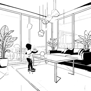 Malspaß mit dem futuristischen Design-Tisch im Wohnzimmer