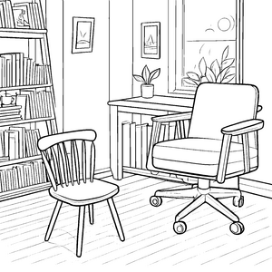 Mein Drehstuhl im Wohnzimmer: Ein Ausmalspaß für Kinder
