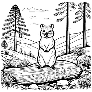 Quokka im Wald: Ein lustiges Ausmalbild für Kinder