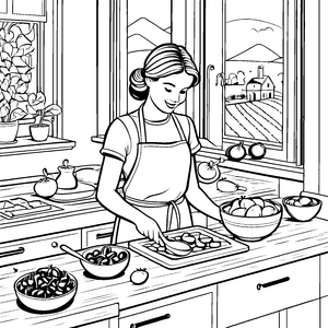 Auberginen kochen: Ein Küchenspaß für Kinder zum Ausmalen