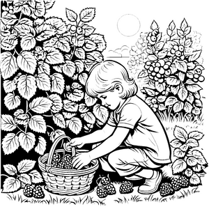 Die Himbeerernte: Ein Kind sammelt frische Beeren im Korb