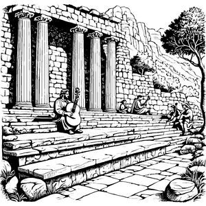 Barden in der Ruine: Ein Ausmalspiel mit Lautenklängen