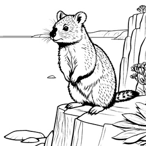 Quokka im Laubwerk: Ein süßes Ausmalbild für Kinder