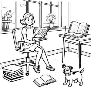 Kuschelzeit am Fenster: Lesen auf dem Drehstuhl mit Hund