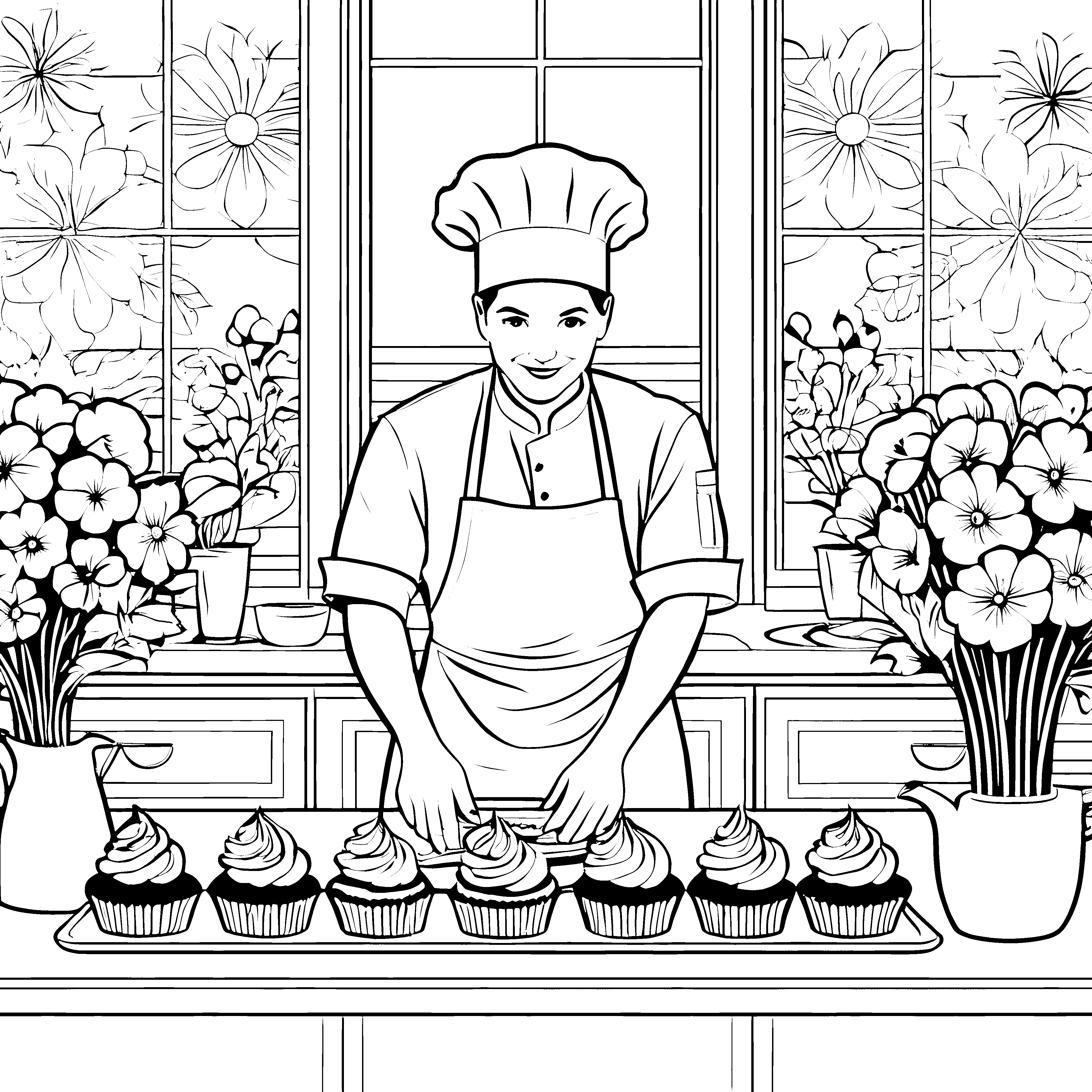 Der freundliche Konditor mit leckeren Cupcakes