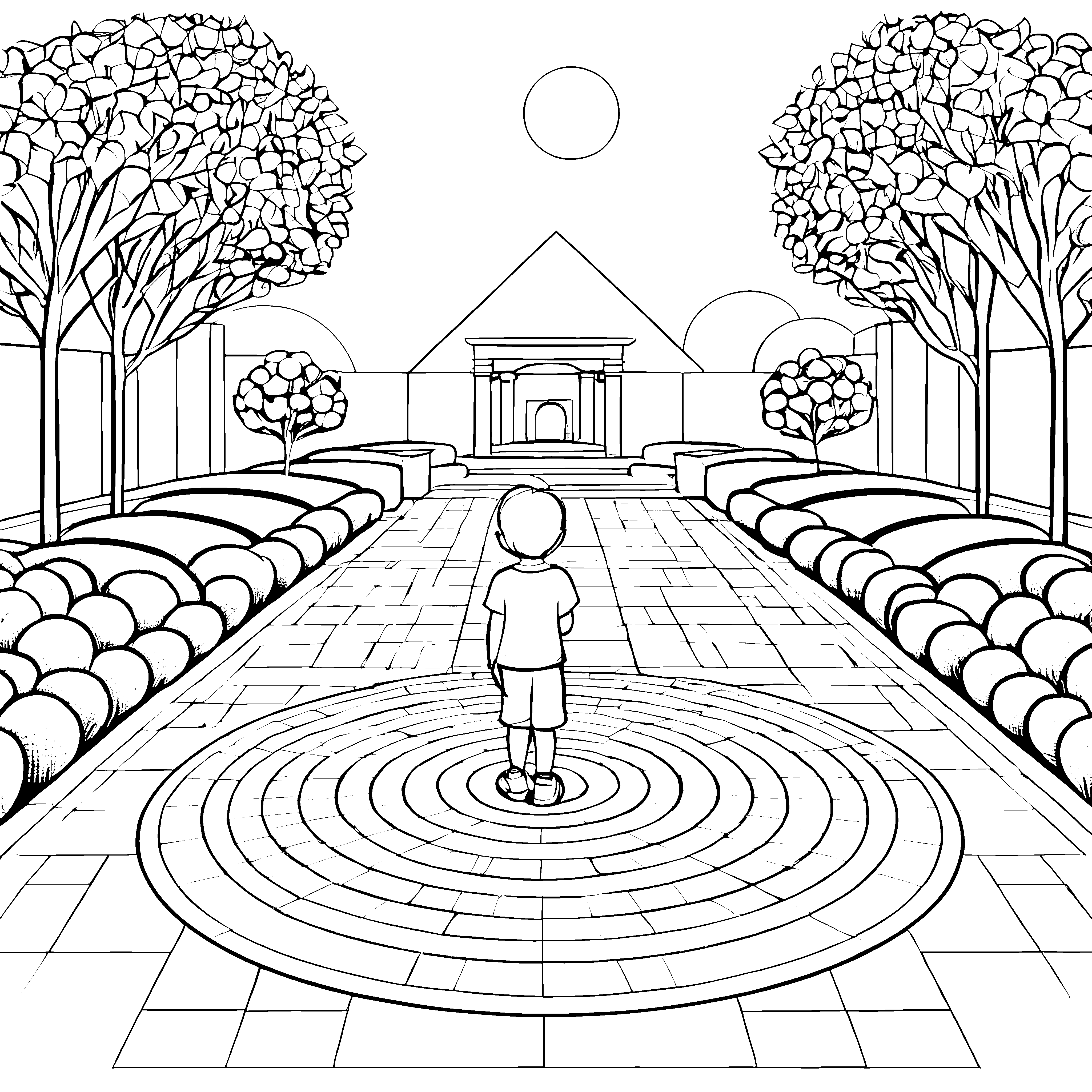 Das magische Mandala: Ein Ausmalspiel mit Bäumen und Wegführung