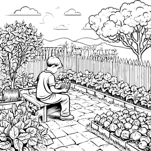Der Gärtner und der Galgant im blühenden Garten malen