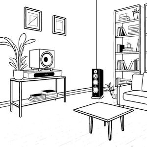 Die coolen Lautsprecher im Wohnzimmer ausmalen Bild
