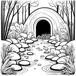 Nacktmull Babys am Moosbogen im Wald zu malen