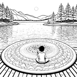 Meditatives Mandala am Wasser: Ein Ausmalbild für Kinder
