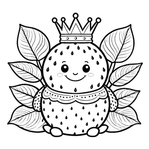 Die kleine Litschi mit Krone und Kleid – Ausmalbild fuer kleine Entdecker