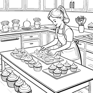 Cupcakes backen: Ein süßer Tag in der Küche zum Ausmalen