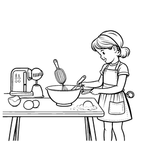Bunte Küchenspaß: Das Handmixer-Abenteuer zum Ausmalen für Kinder