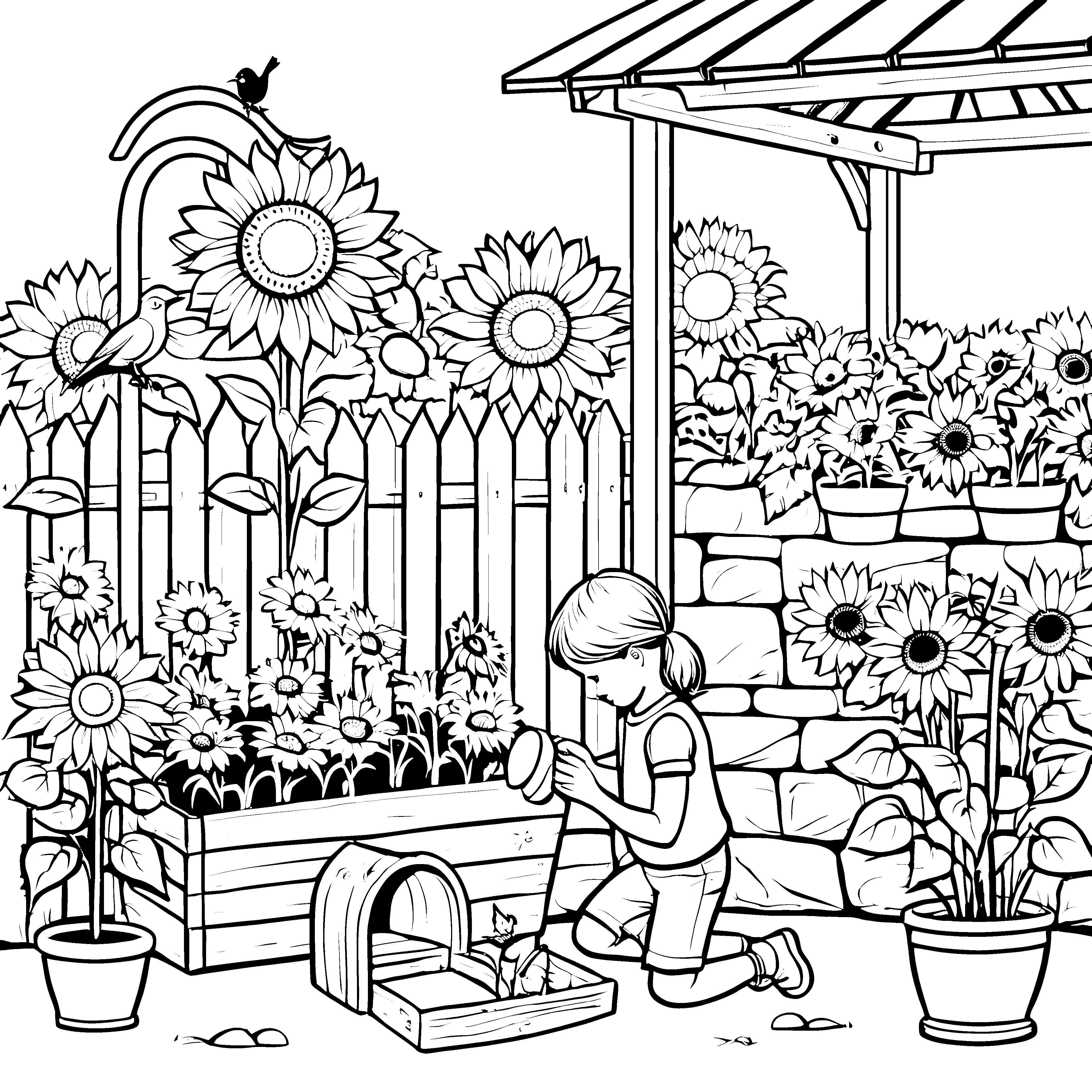 Mein bunter Blumenkübelgarten zum Ausmalen für Kinder