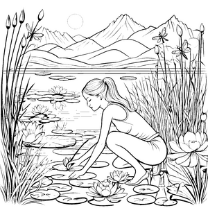 Die magische Welt der Lotusblüten am Bergsee malen