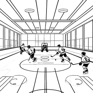 Eishockey Action: Spieler beim Puckschießen ausmalen Bild
