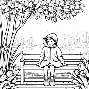 Der Frühlingszauber der Tulpen: Ein Ausmalbild für Kinder