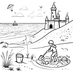 Bunte Sandburgen am Strand malen für Kinder