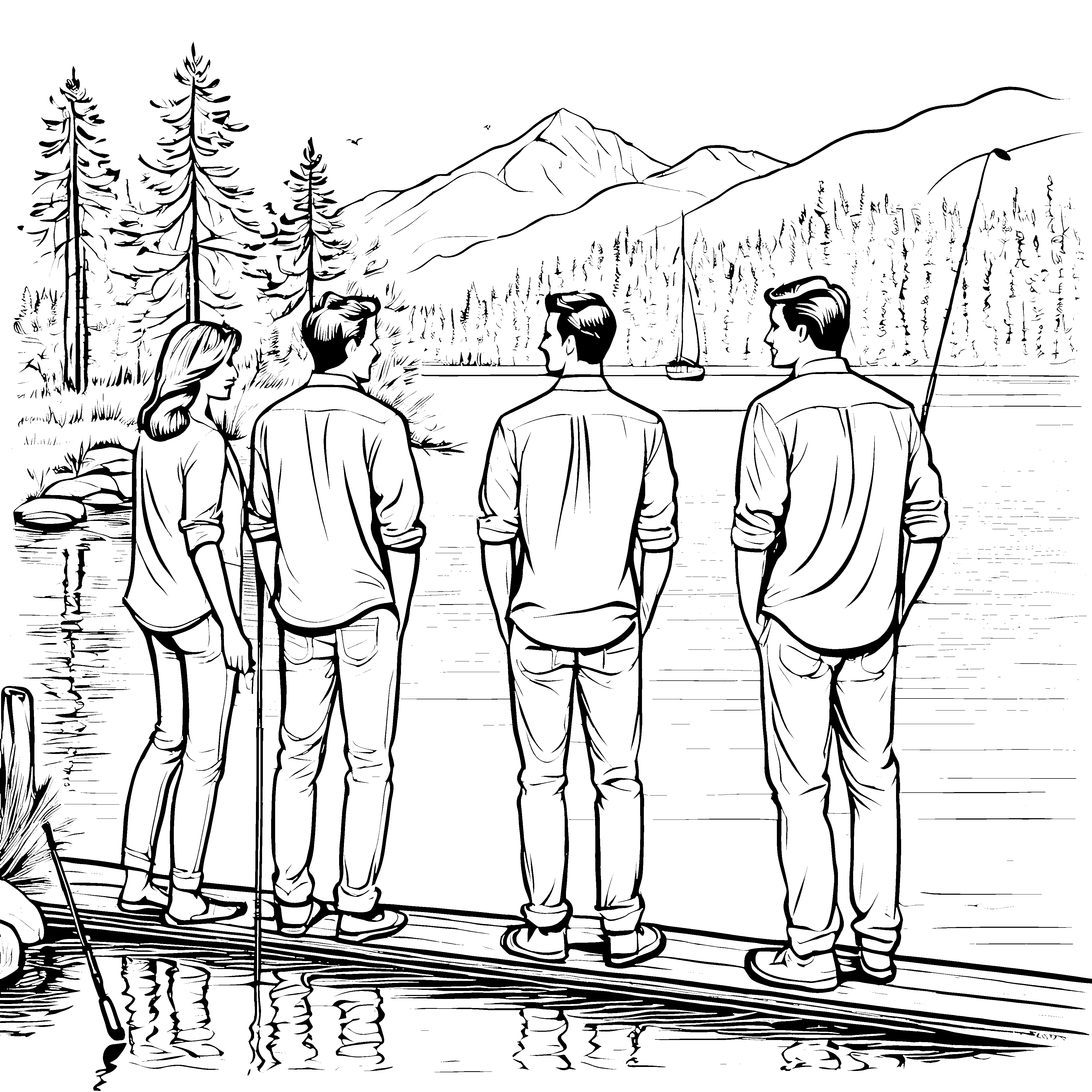 Herrenhemden am See: Ein großes Ausmalspiel für Kinder