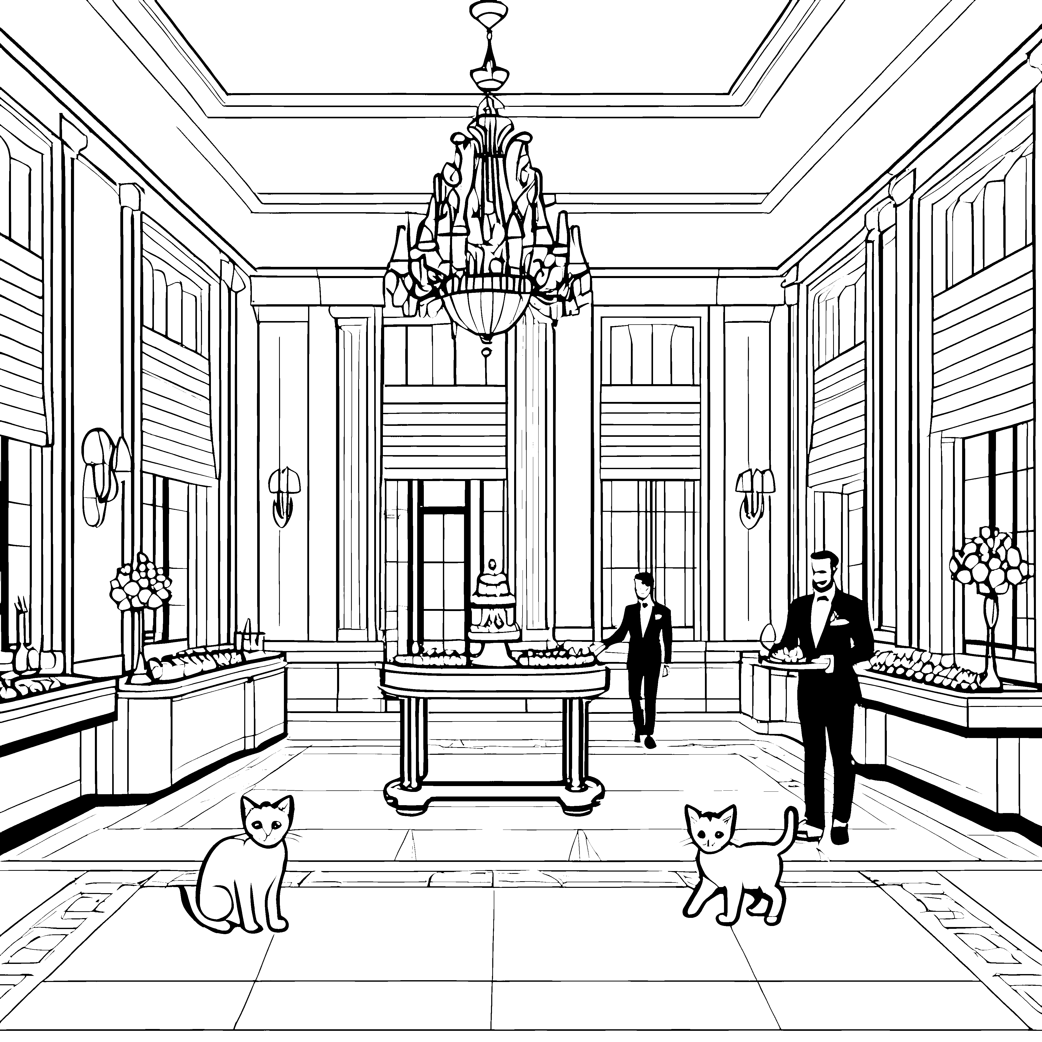 Das große Hotel: Ein Ausmalspaß mit Katzen und Kronleuchter