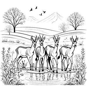Die eleganten Gazellen im Teich – Ein Malspaß in der Natur