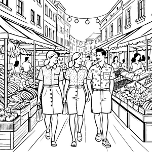 Marktgeschichten: Ein Tag mit einem Hemd im malbaren Bilderbuch