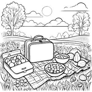 Walnüsse picknicken: Ein gemütlicher Tag im Freien zum Ausmalen