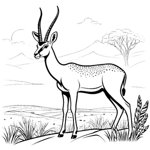 Gazelle in der Savanne: Ein Ausmalspaß für Kinder